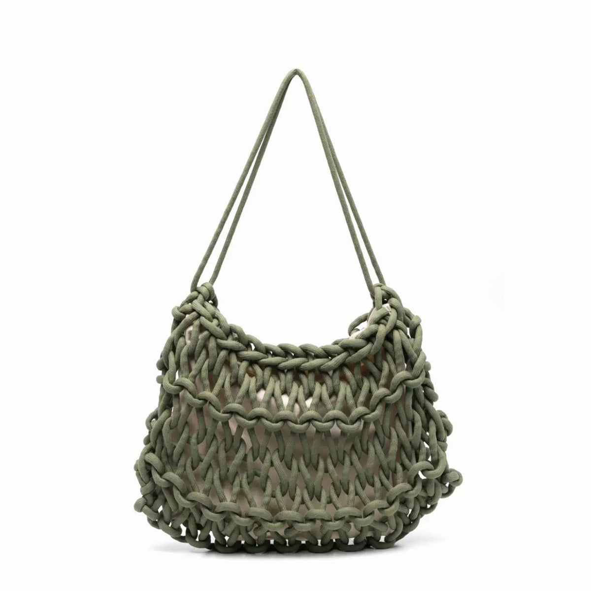 Grass green woven shoulder bag